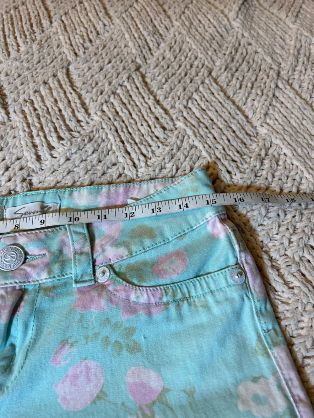 Seven7 Pastel Tie-Dye Crop Jeans - Mint, Pink, Beige - Picture 5 of 8